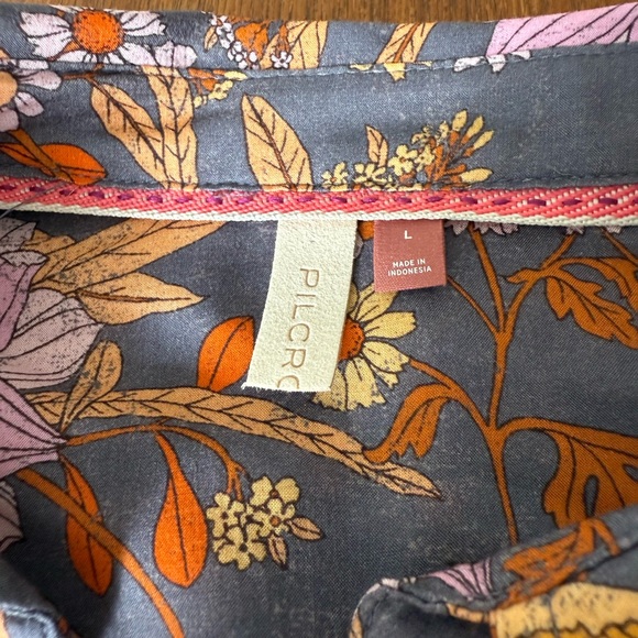 Pilcro Gray and Orange Floral Shirt - Picture 2 of 5